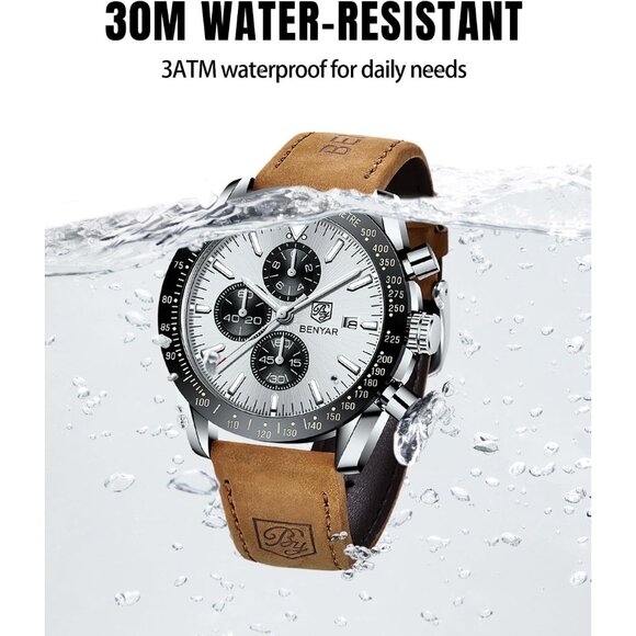 ⚡Watches for Men Analog Quartz Chronograph 30M Waterproof Elegant Gift Luminous - Picture 4 of 8